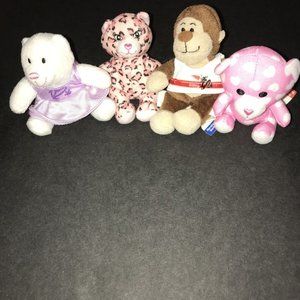Lot Of 4 BABW Build A Bear Mini Tiny Toy Plush Teddy, Leopard, Teddy And Monkey